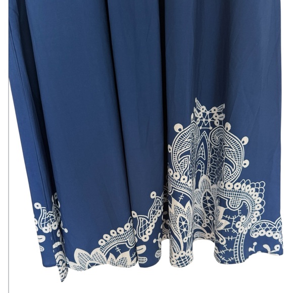 NWT Made with ❤️ Navy Blue Embroidered Boho Lightweight Pleated Midi Dress szXXL - Picture 5 of 16